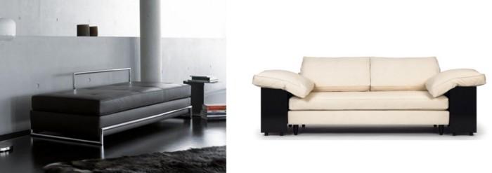 Canapé convertible, Eileen Gray, 1928 (à gauche). Canapé Lota, Eileen Gray, 1920 (à droite)